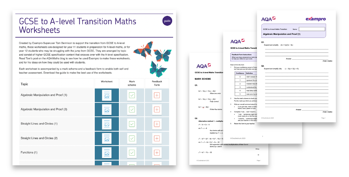 GCSE to A-level Transition Maths Worksheets