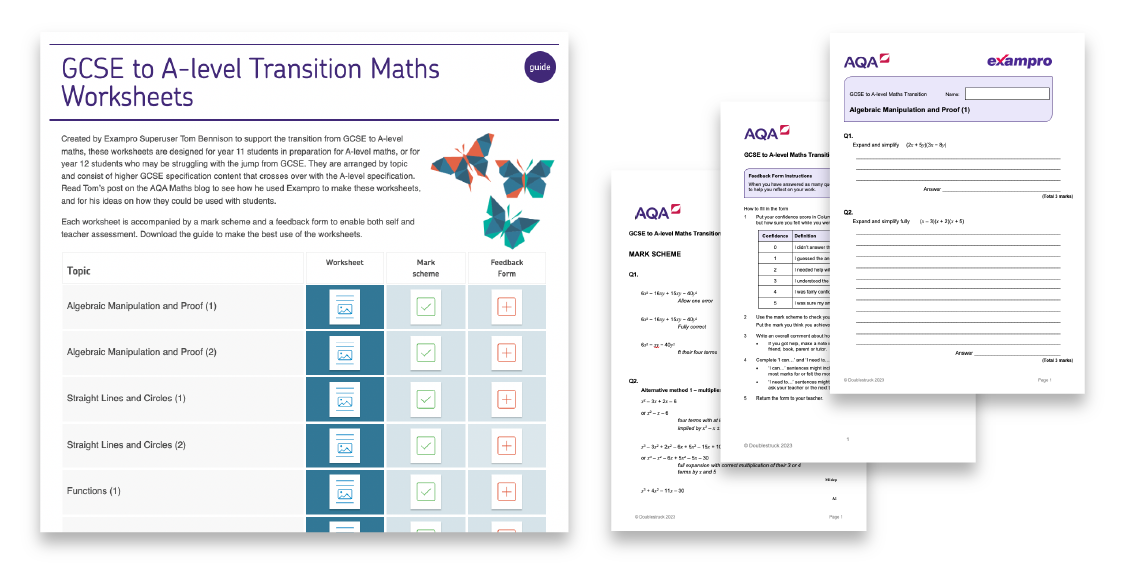 GCSE to A-level Transition Maths Worksheets